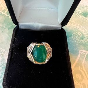 New Handcrafted Jade and sterling silver wire wrapped ring size 5 1/2